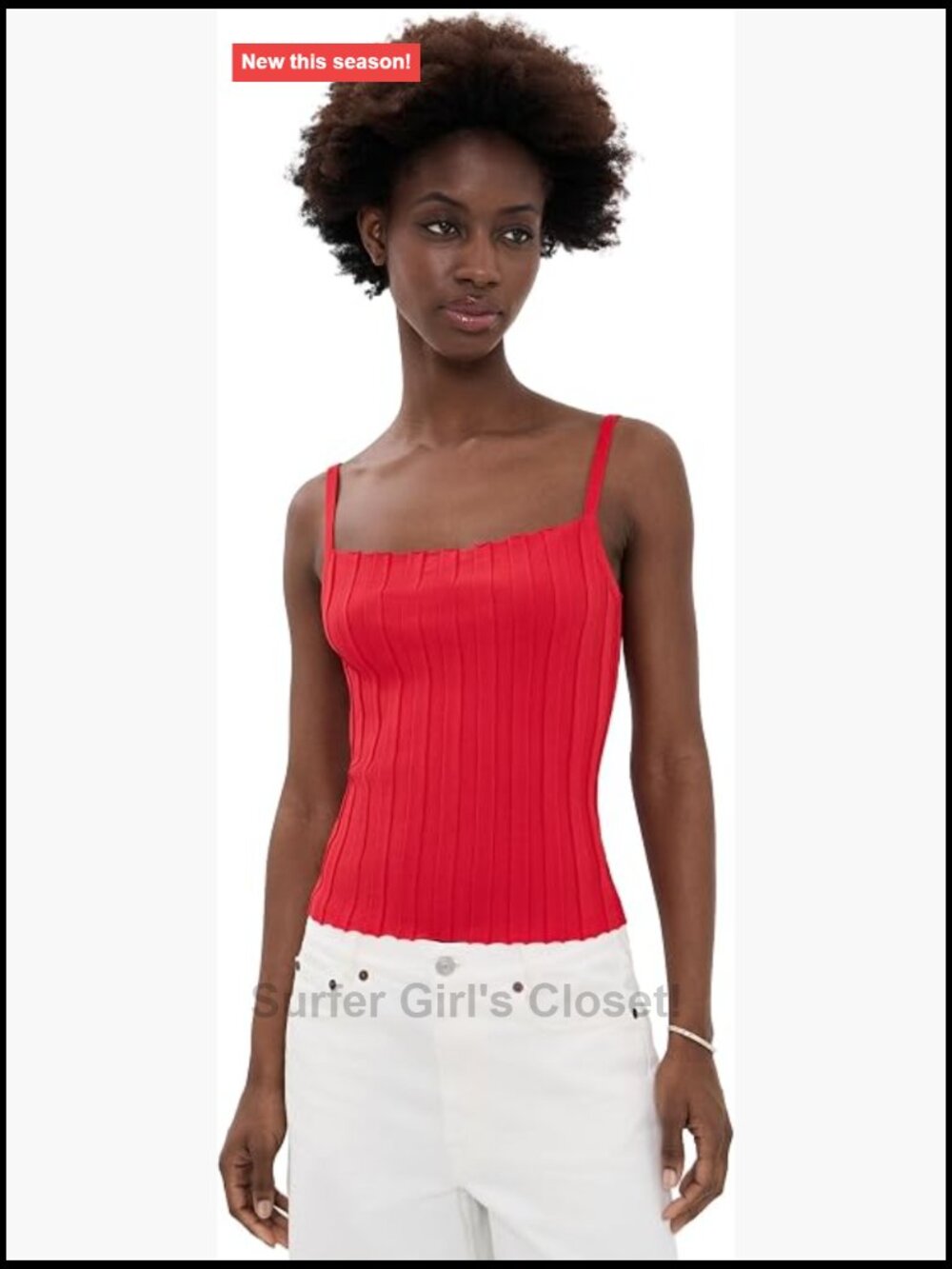 STAUD Skye Tank Lightweight Stretch Knit Square Neck Sleeveless